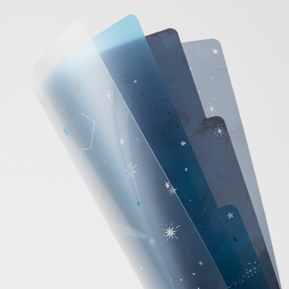 Midori 3 Pockets Clear Folder <A4> Starry Sky