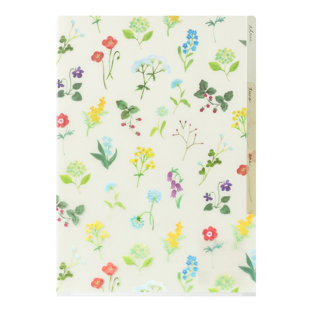 Midori A4 3-Pocket Clear Folder - Flower C