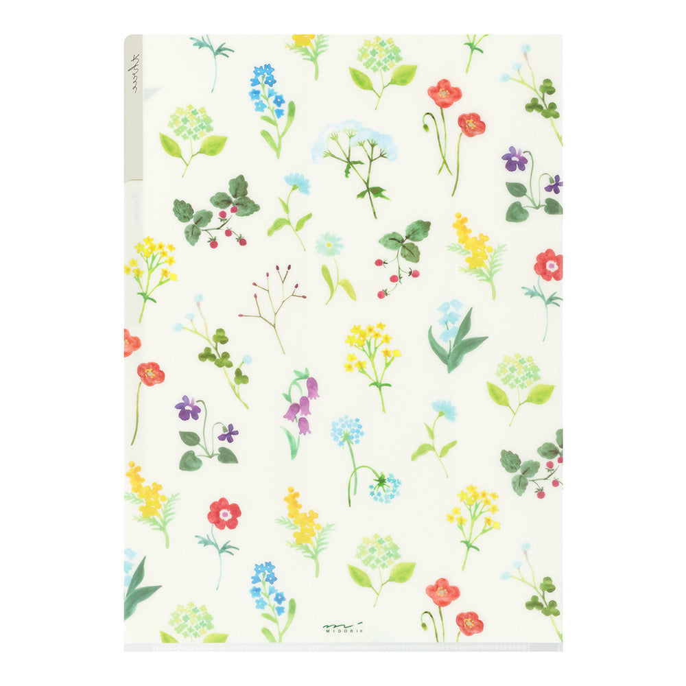 Midori A4 3-Pocket Clear Folder - Flower C