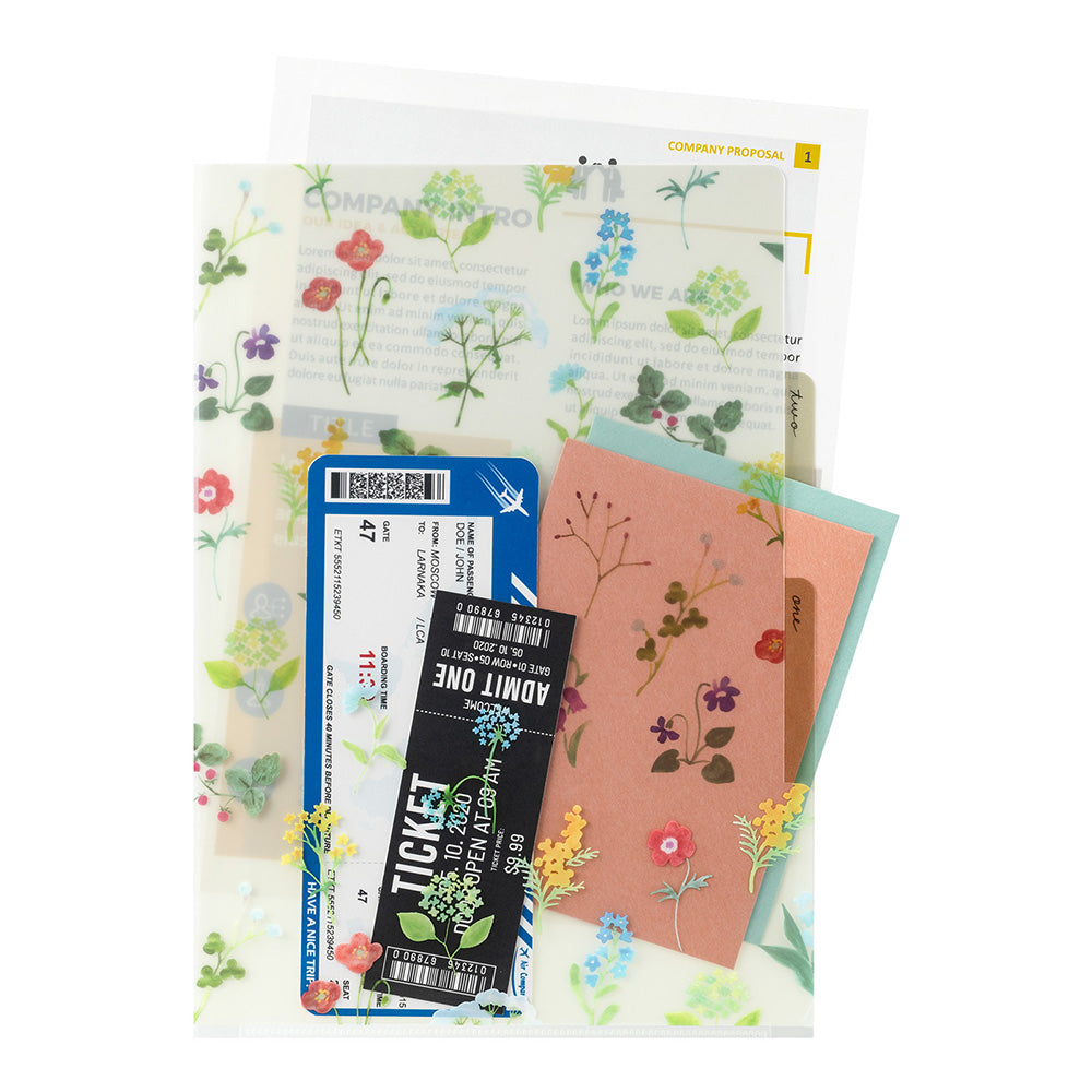 Midori A4 3-Pocket Clear Folder - Flower C