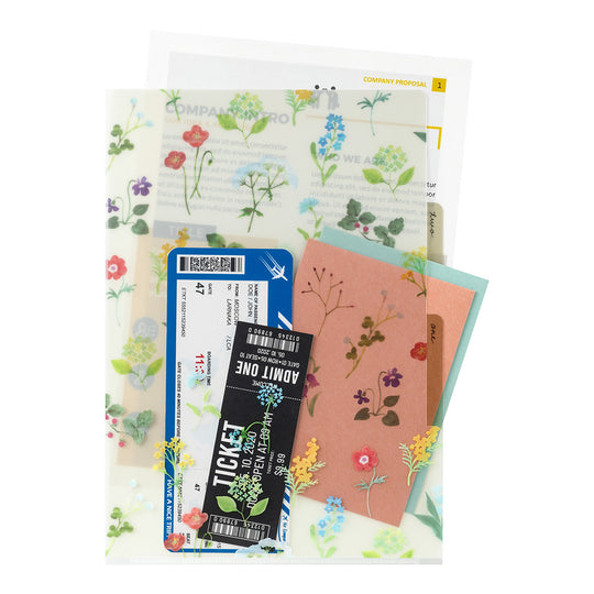 Midori A4 3-Pocket Clear Folder - Flower C