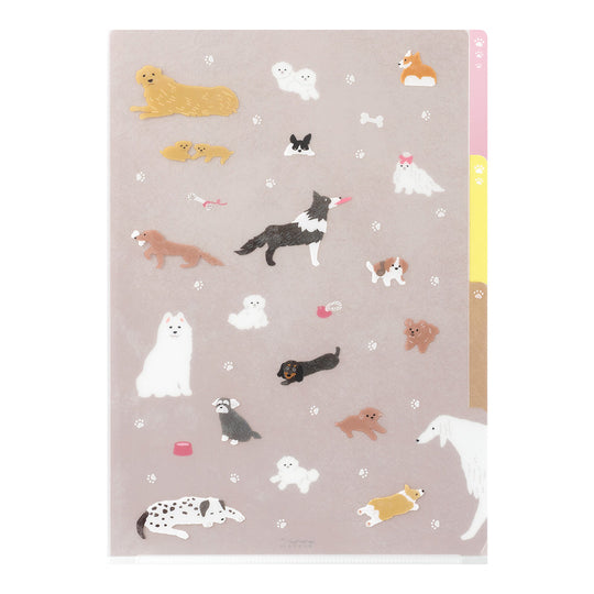 Midori A4 3-Pocket Clear Folder - Dog A