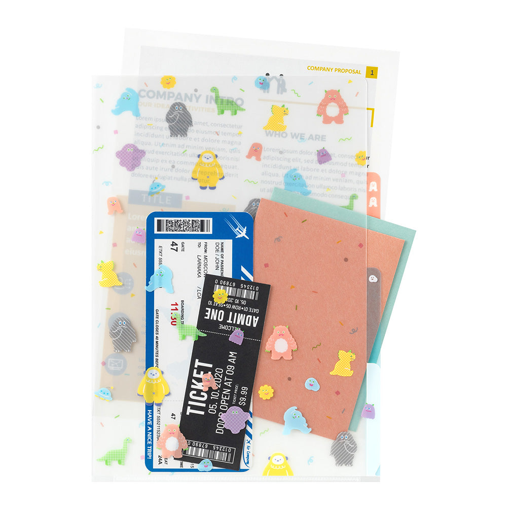 Midori A4 3-Pocket Clear Folder - Monster