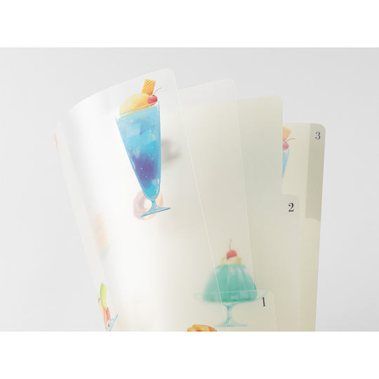 Midori A4 3-Pocket Clear Folder - Cafe