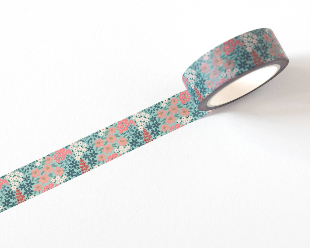Teal Garden Floral Washi Tape