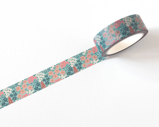 Teal Garden Floral Washi Tape