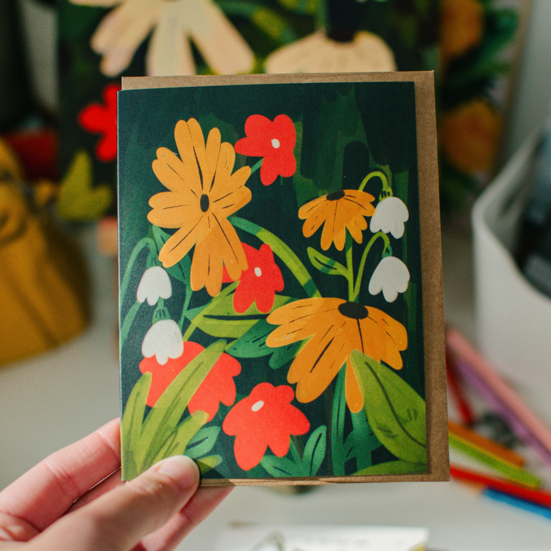 Flower Garden Card | Floral Painting Blank Greeting Card