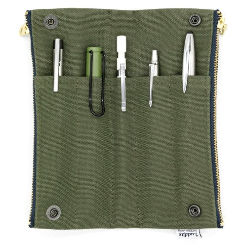 Luddite Canvas Pen/Pencil Case- Khaki Green