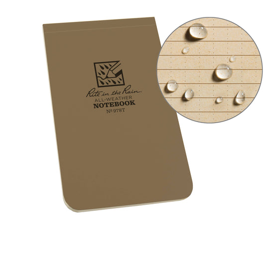 Rite in the Rain 3.25" x 5.25" Tan Soft Cover Notebook