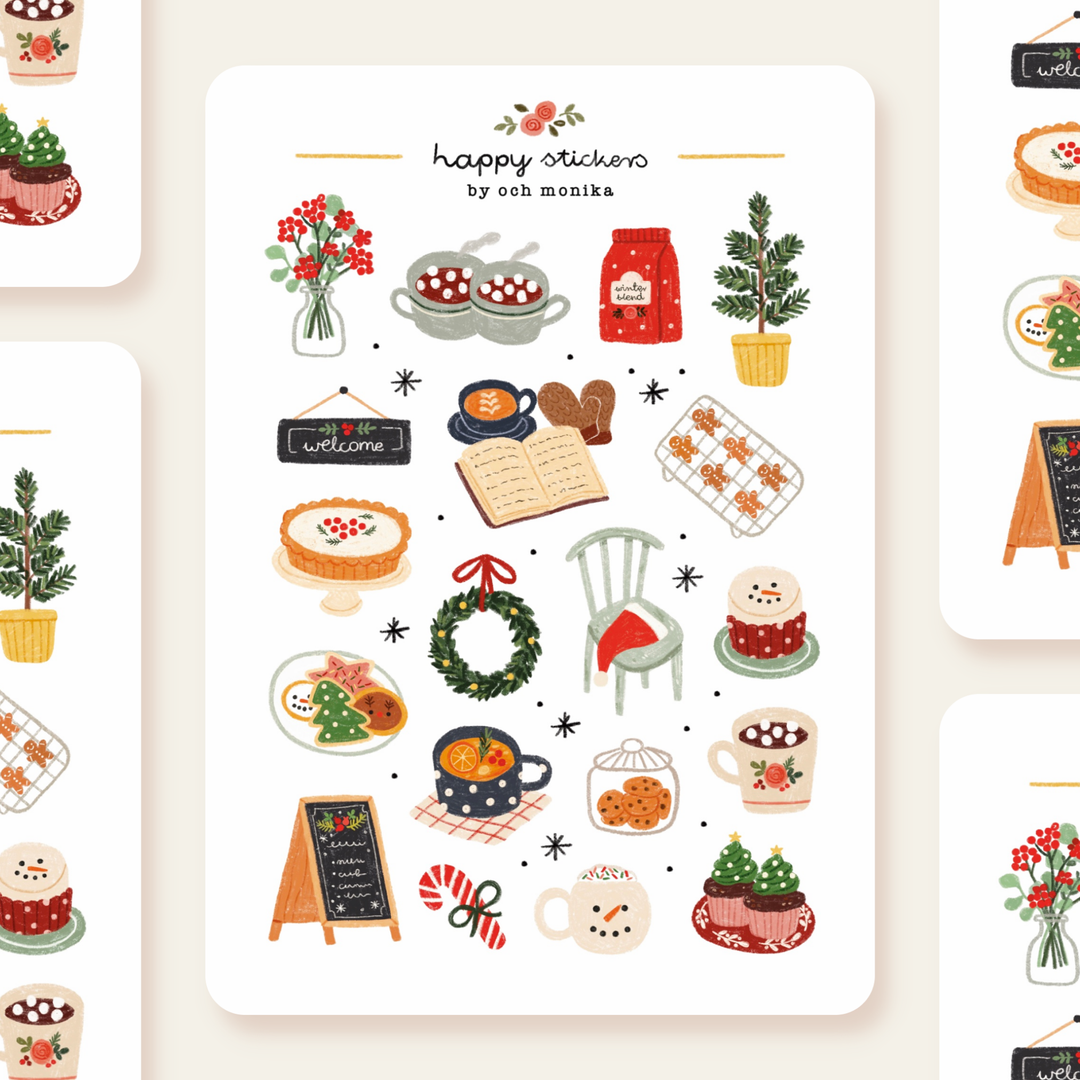 Winter Café - Sticker Sheet | Winter Coffee Decor