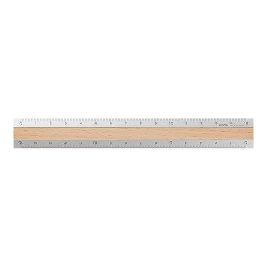 Midori Aluminum Wooden Ruler 15cm Light Brown