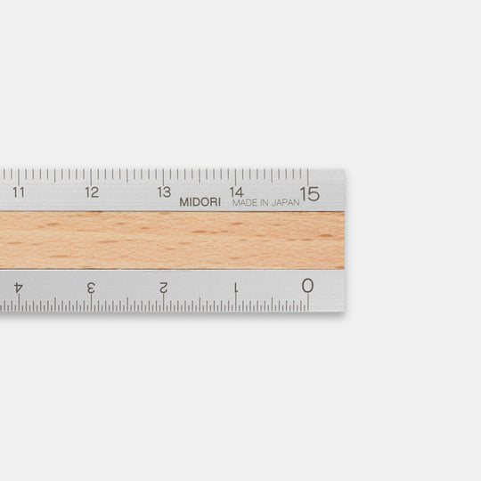 Midori Aluminum Wooden Ruler 15cm Light Brown
