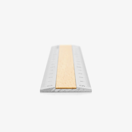 Midori Aluminum Wooden Ruler 15cm Light Brown