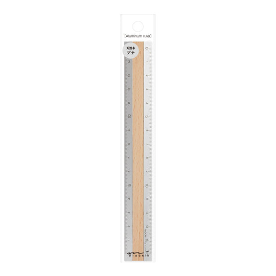 Midori Aluminum Wooden Ruler 15cm Light Brown