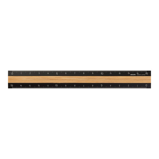 Midori Aluminum Wooden Ruler 15cm Black