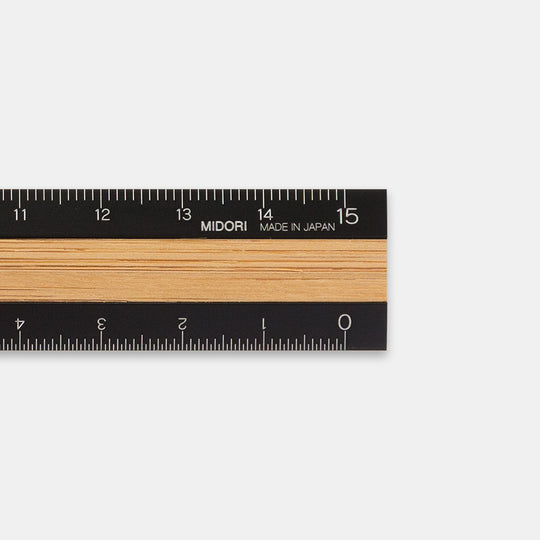 Midori Aluminum Wooden Ruler 15cm Black