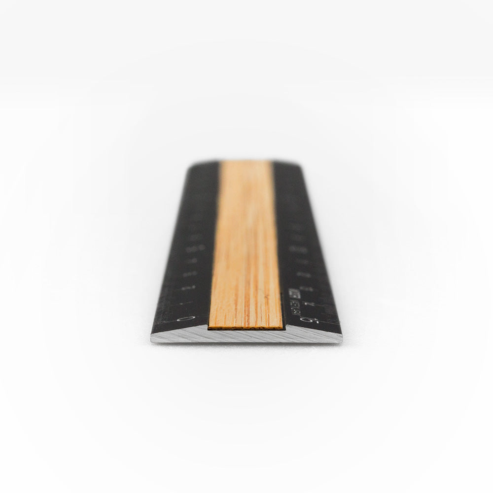 Midori Aluminum Wooden Ruler 15cm Black