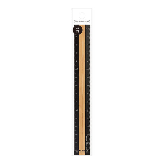 Midori Aluminum Wooden Ruler 15cm Black