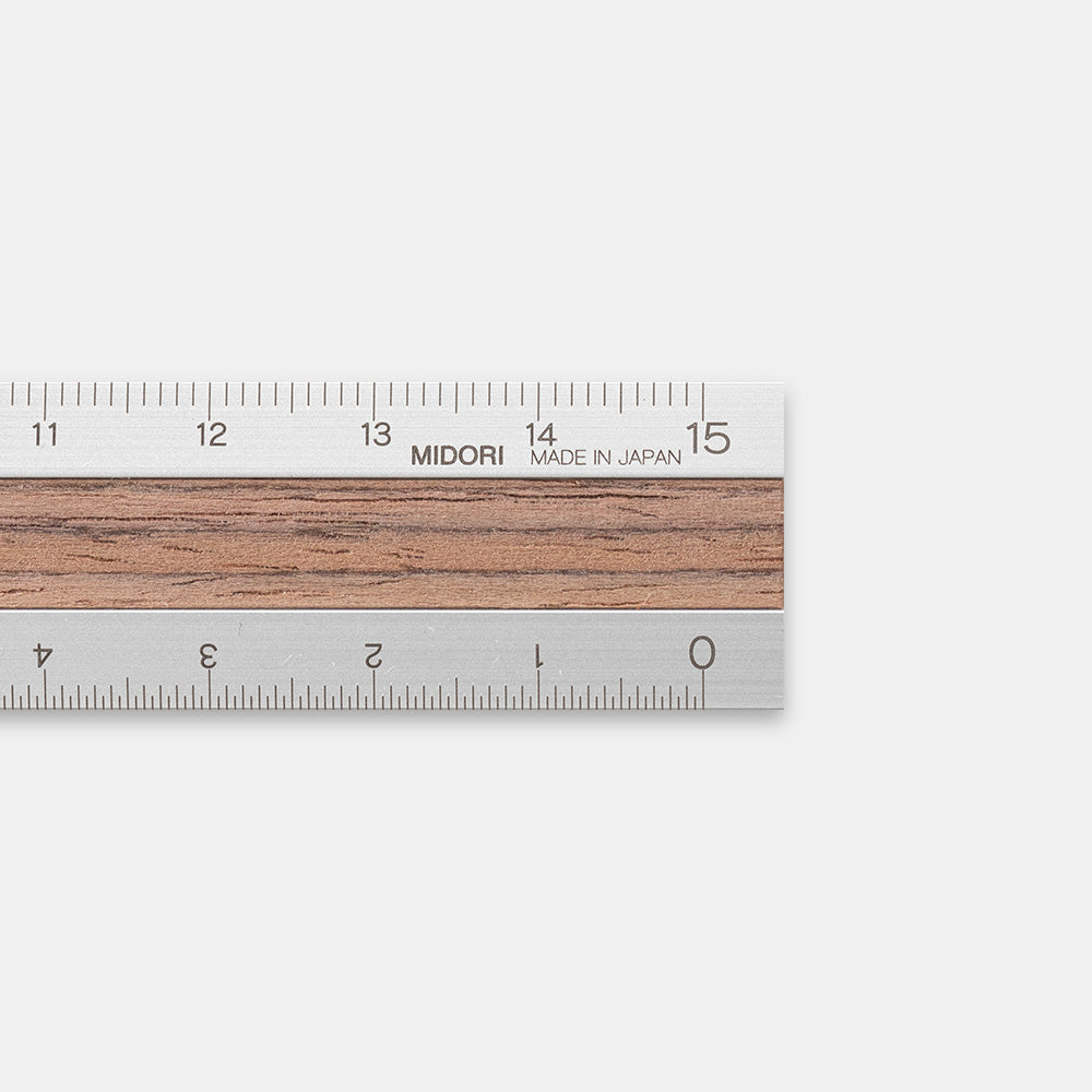 Midori Aluminum Wooden Ruler 15cm Dark Brown A