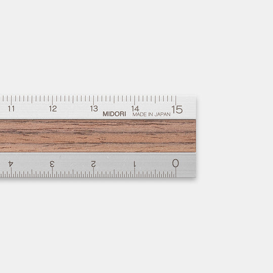 Midori Aluminum Wooden Ruler 15cm Dark Brown A