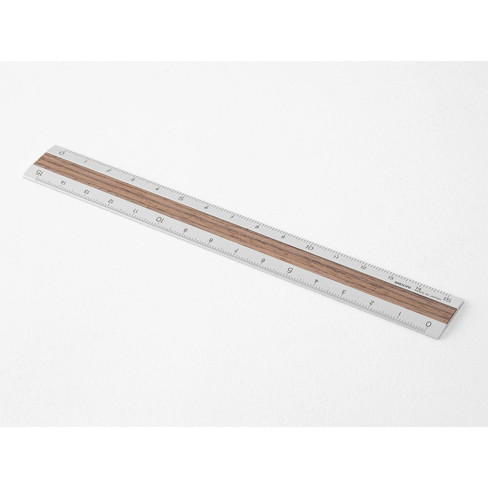 Midori Aluminum Wooden Ruler 15cm Dark Brown A