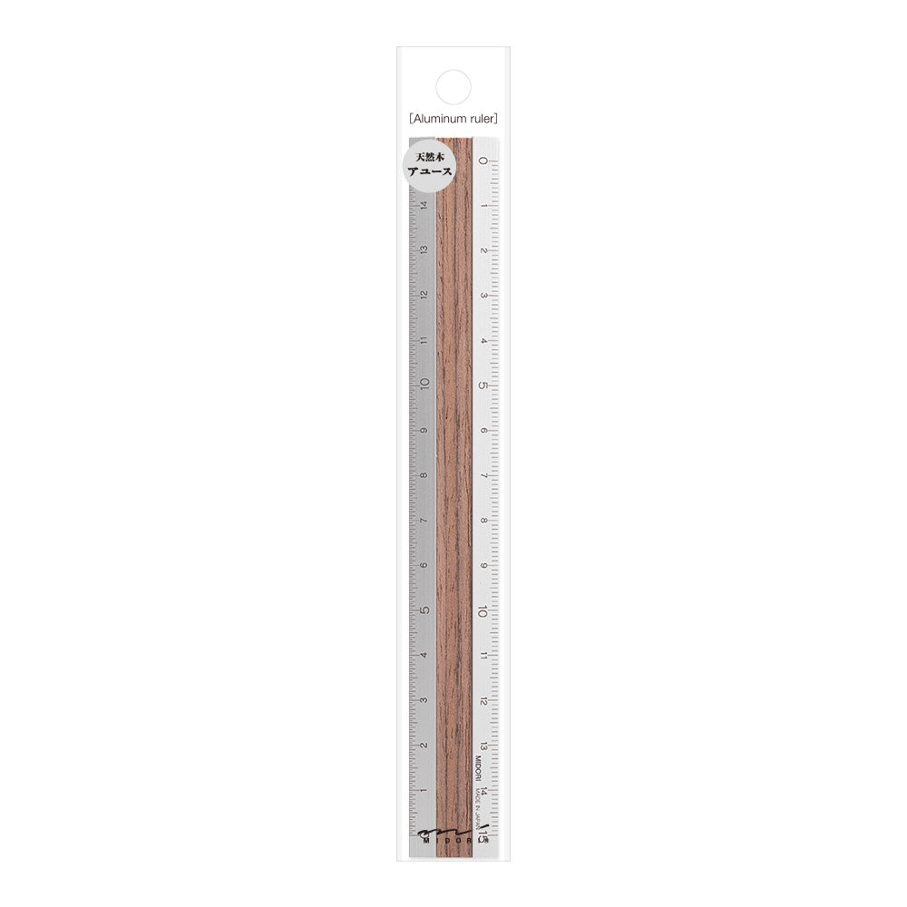Midori Aluminum Wooden Ruler 15cm Dark Brown A