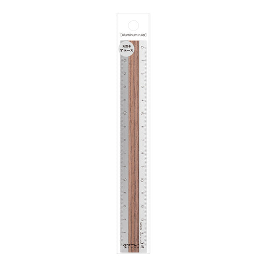 Midori Aluminum Wooden Ruler 15cm Dark Brown A