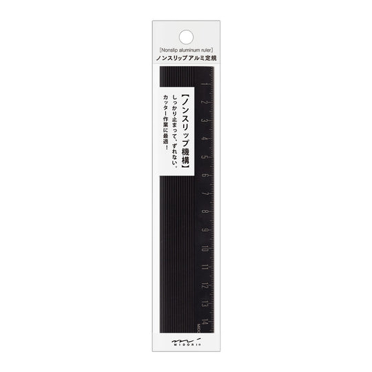 Midori Aluminum Ruler 15cm Non-Slip Black