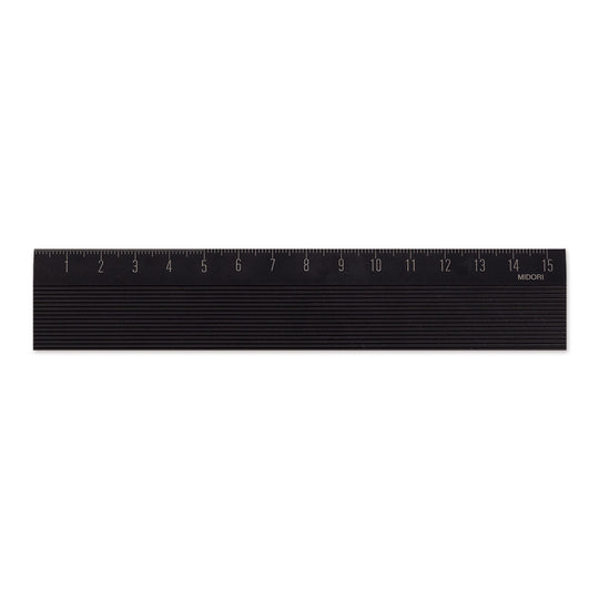 Midori Aluminum Ruler 15cm Non-Slip Black