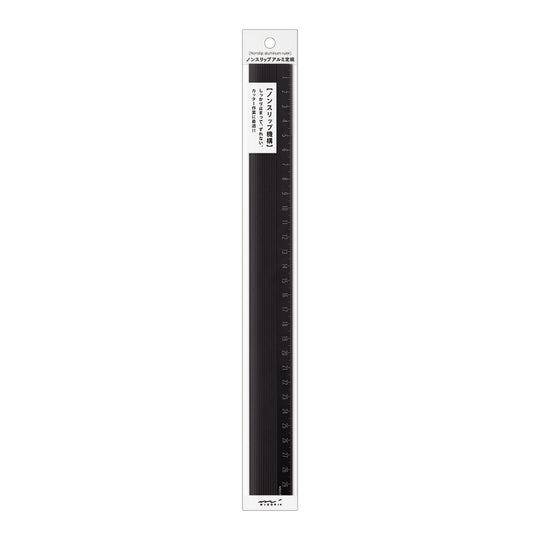 Midori Aluminum Ruler 30cm Non-Slip Black