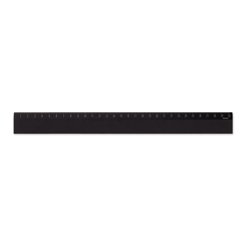 Midori Aluminum Ruler 30cm Non-Slip Black