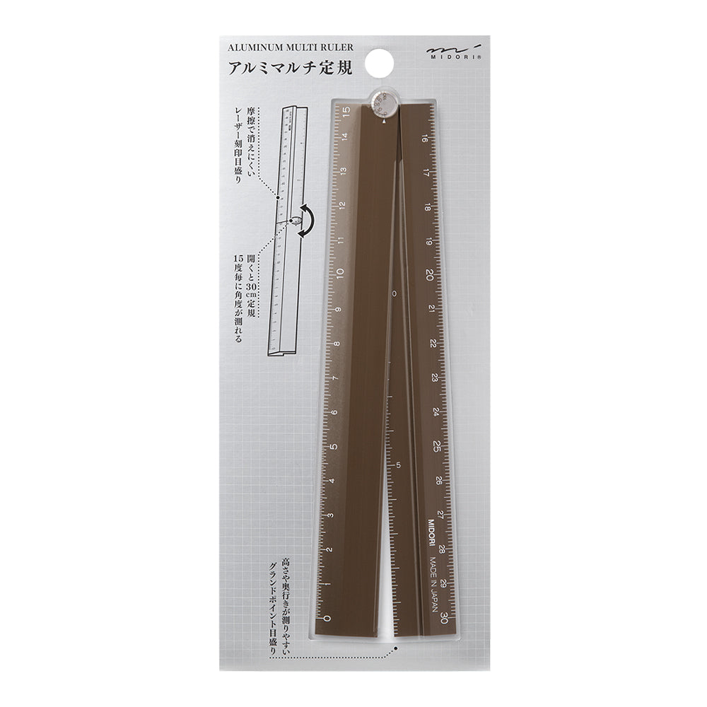 Midori Aluminum Multiple Ruler <30cm> Brown