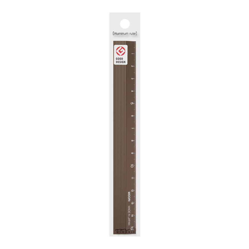 Midori Aluminum Ruler 15cm Brown