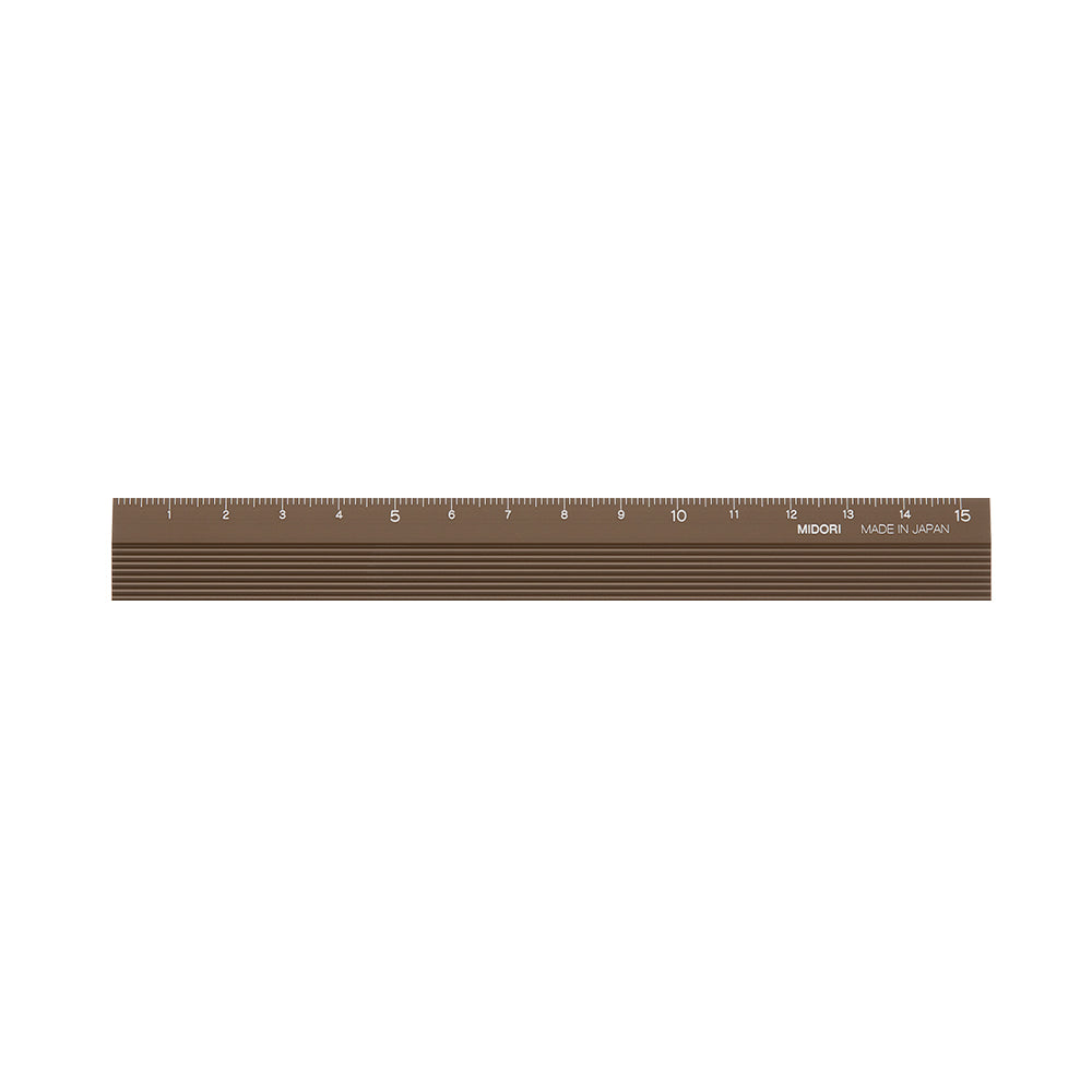 Midori Aluminum Ruler 15cm Brown