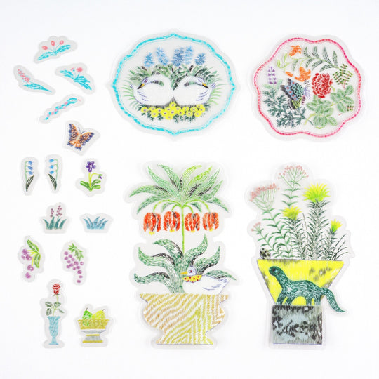 Hobonichi Accessories Iyo Okum Transparent Embroidery Sticker Set - My Garden