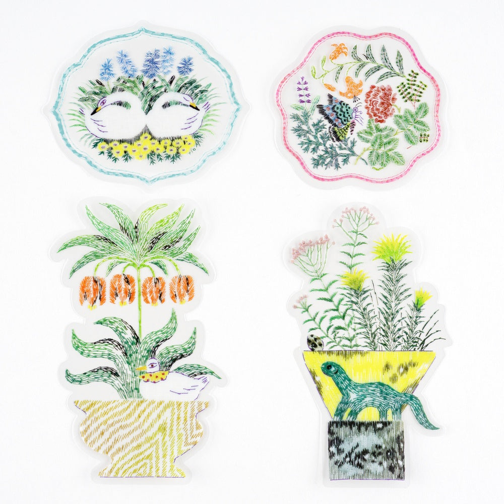 Hobonichi Accessories Iyo Okum Transparent Embroidery Sticker Set - My Garden