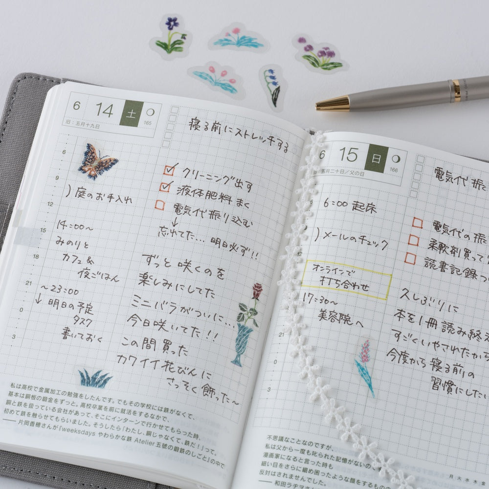 Hobonichi Accessories Iyo Okum Transparent Embroidery Sticker Set - My Garden
