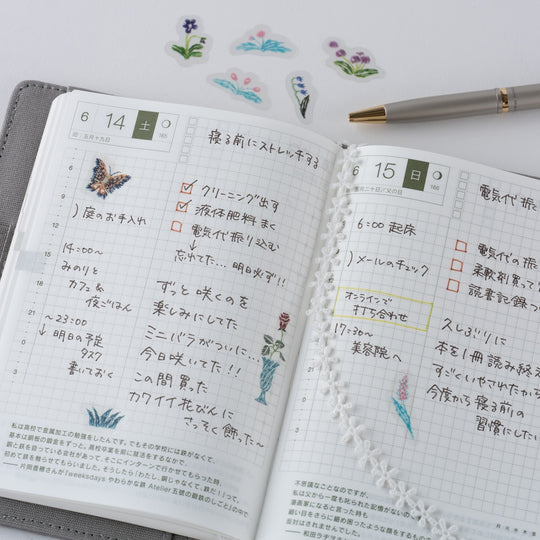 Hobonichi Accessories Iyo Okum Transparent Embroidery Sticker Set - My Garden