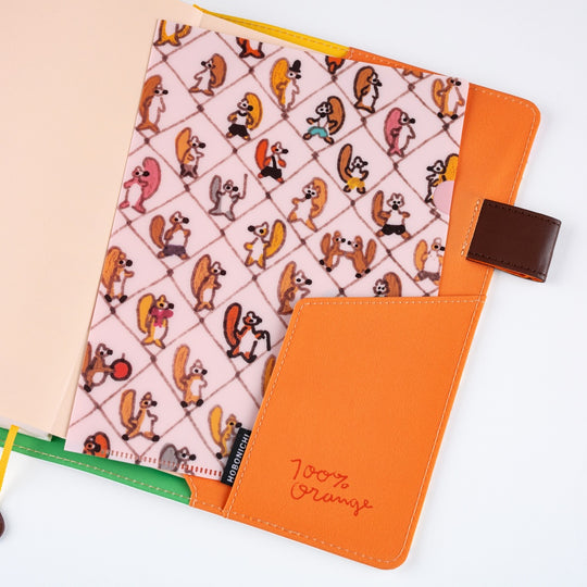 Hobonichi Accessories 100%ORANGE Folder Set of 2 for A5 Size (Squirrel Squadron)