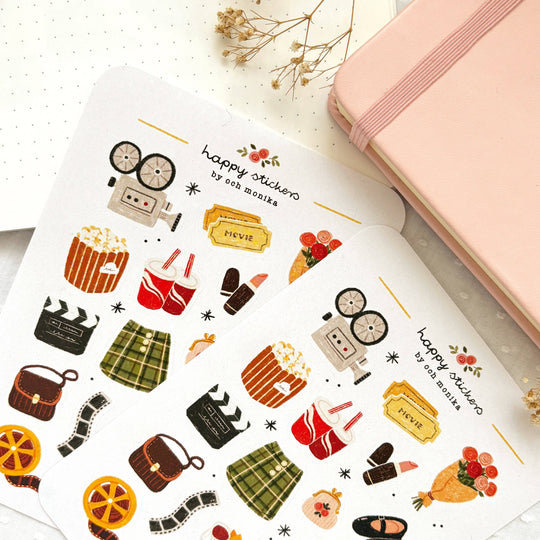 Movie Date - Planner &amp; Journal Stickers | A6 Matte Paper