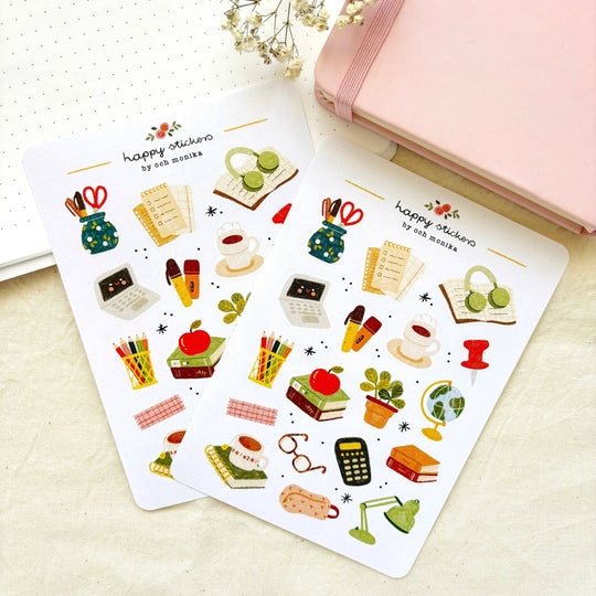 Study Desk - Planner &amp; Journal Stickers | A6 Matte Paper