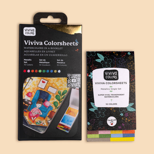 Viviva Colors Metallics Colorsheets- 10 Handmade Watercolors