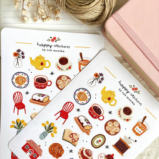 Fika - Sticker Sheet | Hygge Coffee Lover Stationery