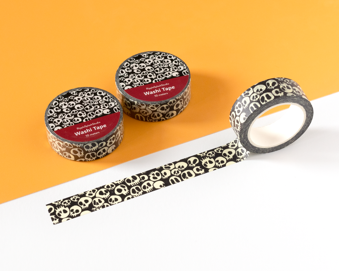 Gothic Black &amp; Cream Skull Washi Tape