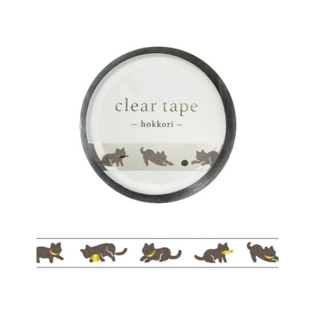 Mind Wave Washi Tape Clear Foil Stamped 7mm Width Hokkori Kuroneko