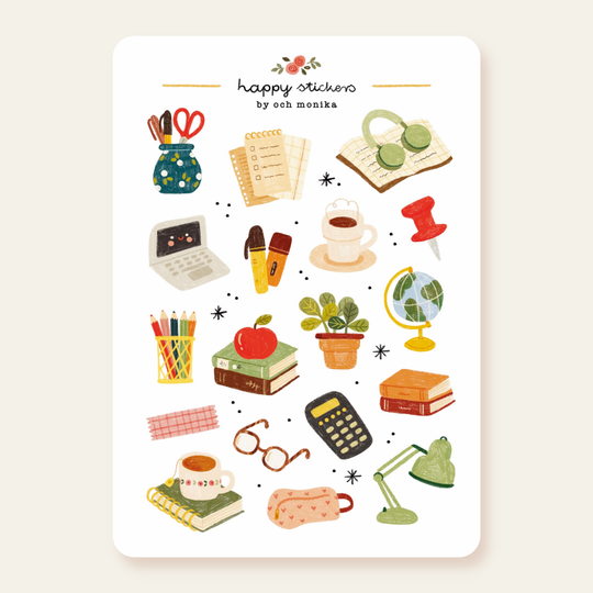 Study Desk - Planner &amp; Journal Stickers | A6 Matte Paper