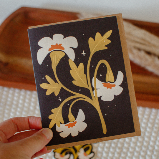 White Flower Blank Greeting Card | Modern Botanical Design