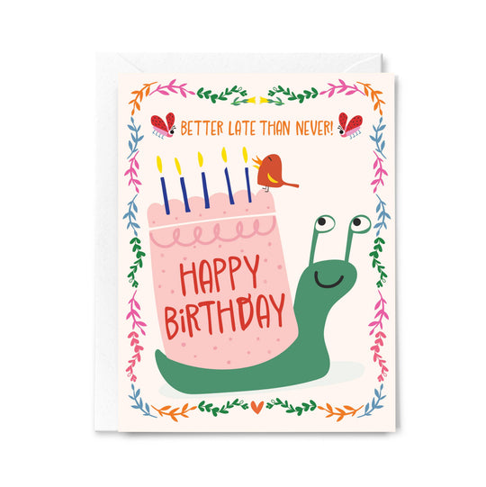 Happy Birthday Better Late Than Never Greeting Card