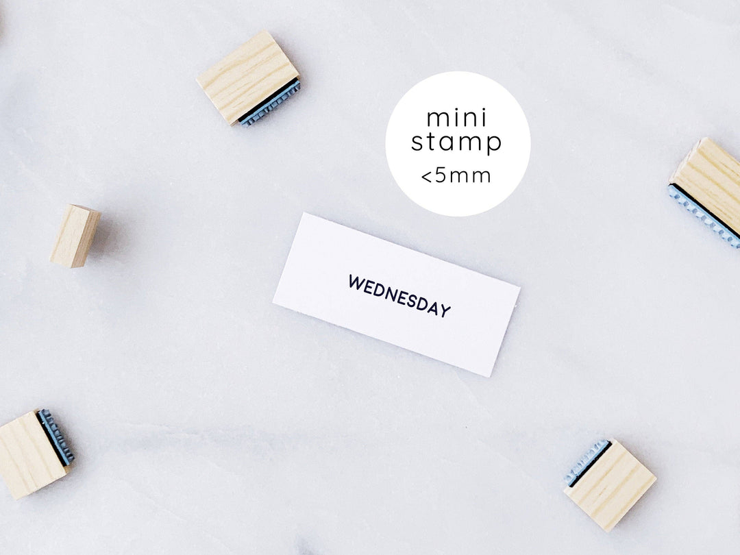 Full Days of the Week Rubber Stamp Set • Small Weekday Stamp