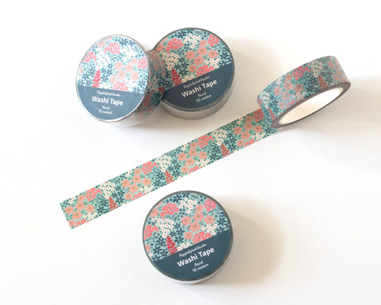 Teal Garden Floral Washi Tape
